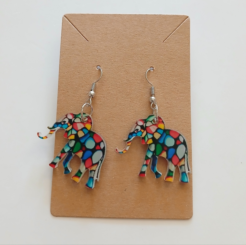 Fashion Jewelry Multicolor Elephant Earrings - Picture 2 of 3